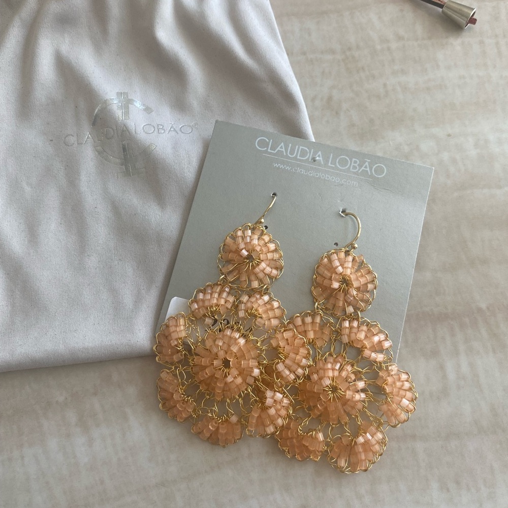 Claudia Lobao peach earrings - NEW with tags